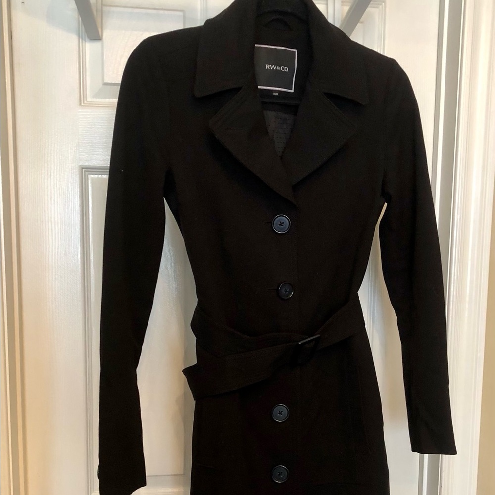 🇨🇦RW&Co Black Belted Trench Coat Size XS